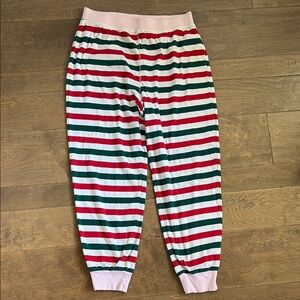 J Crew Women’s Cotton Jogger Pajama Pants Stripe Red Green Size Medium